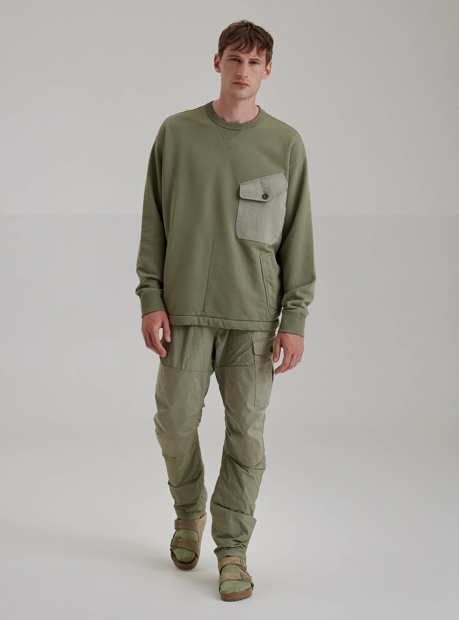 Clothing TEN C | Garment Dyed Sweatshirt Green Sage