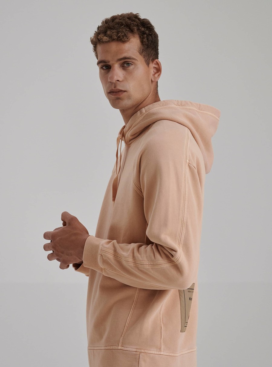 Clothing TEN C | Garment Dyed Jumper Hoodie Pink Apricot