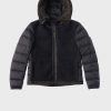 Clothing TEN C | Hooded Shearling Liner Grey Soot