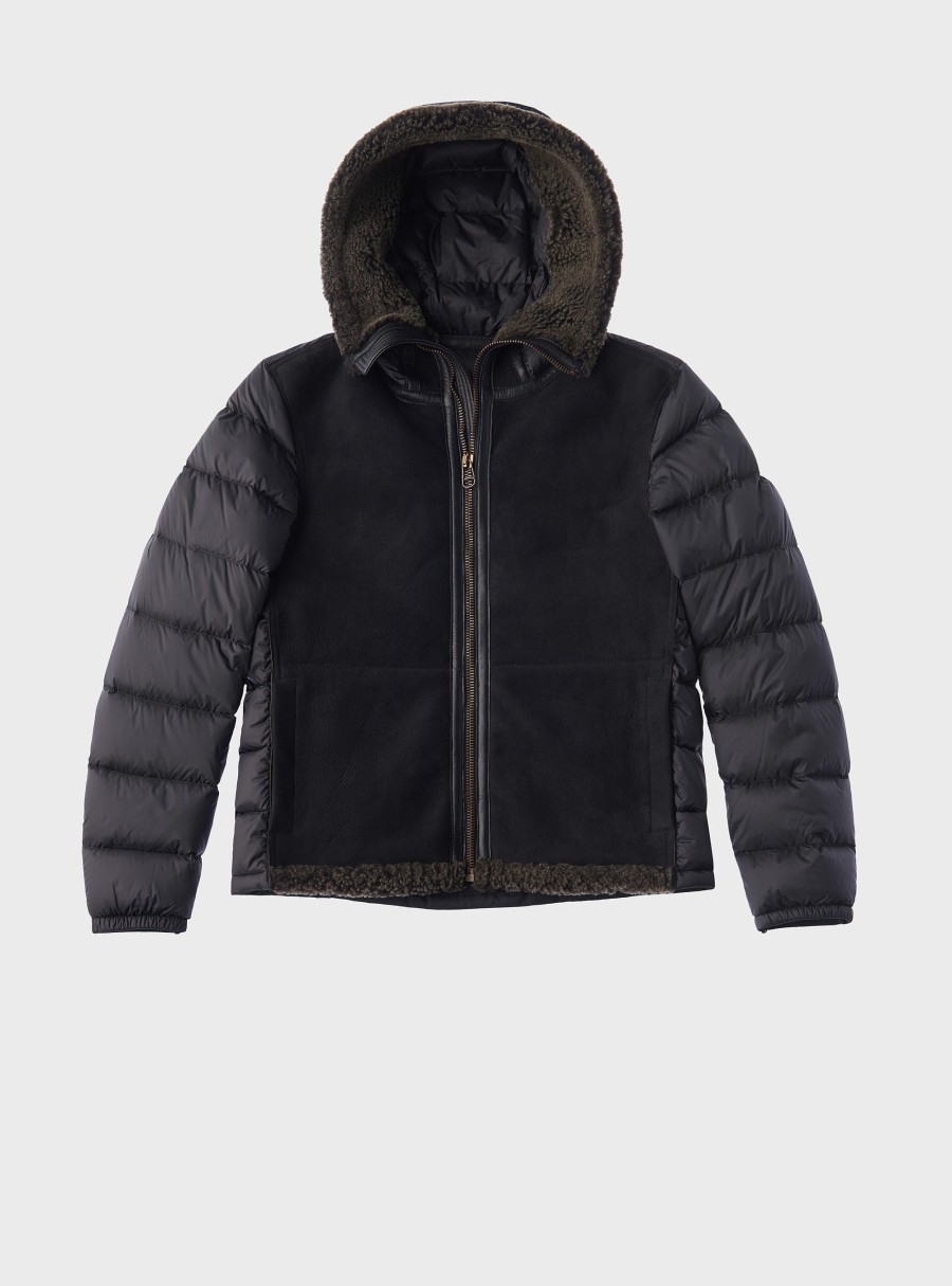 Clothing TEN C | Hooded Shearling Liner Grey Soot