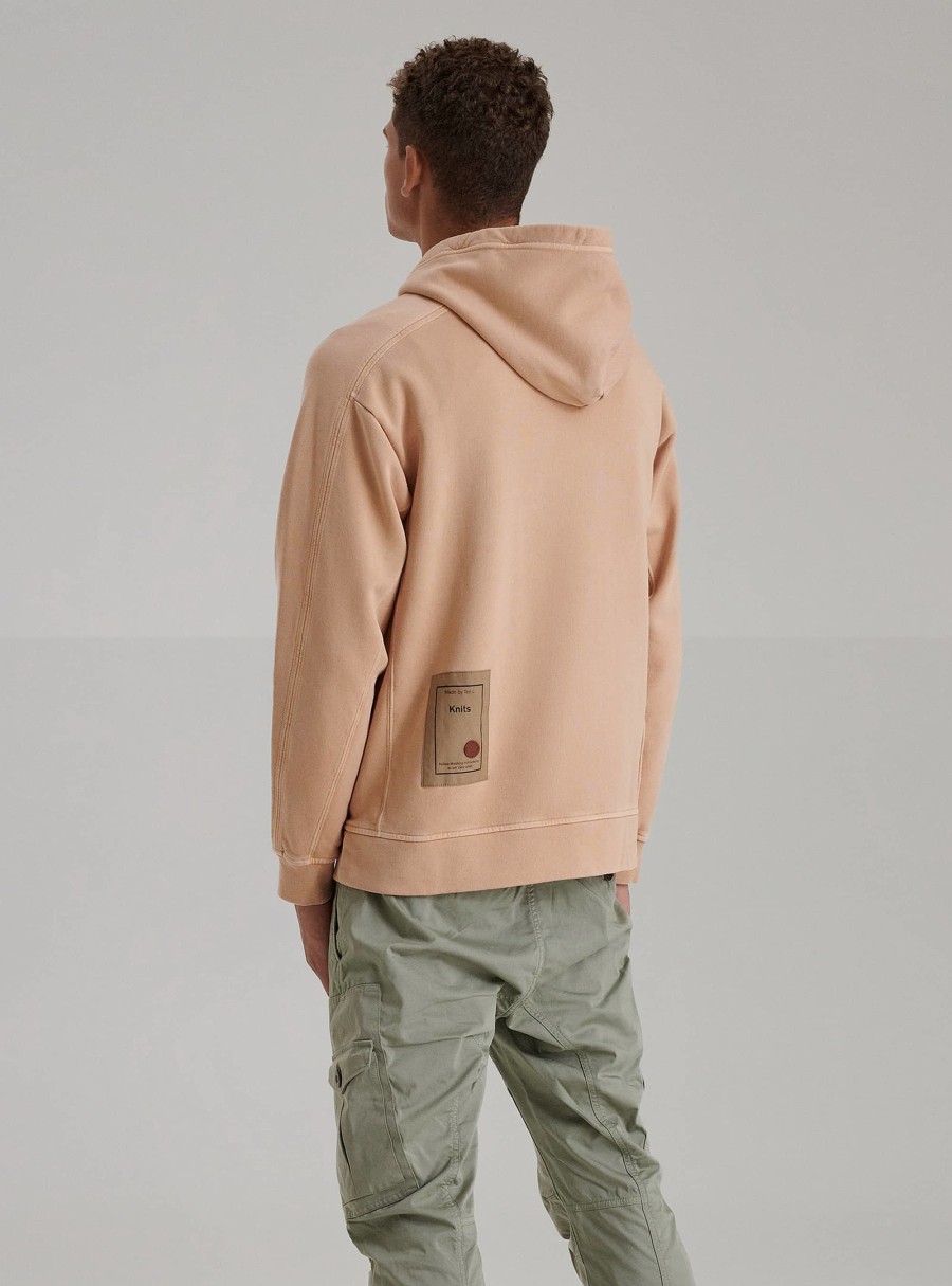 Clothing TEN C | Garment Dyed Jumper Hoodie Pink Apricot