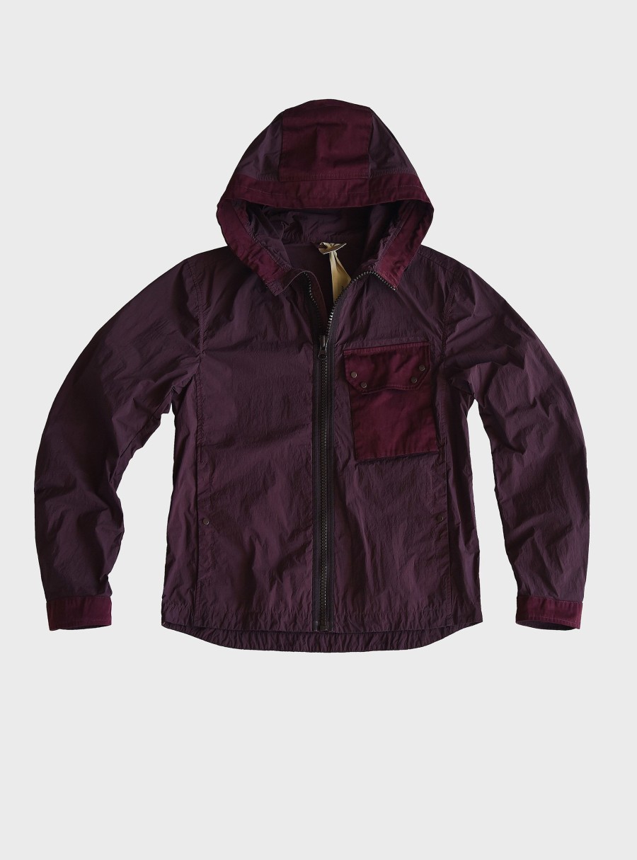 Clothing TEN C | Hodded Zipped Mid Layer Blackberry