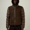 Clothing TEN C | Hooded Shearling Nylon Liner Green Lizard