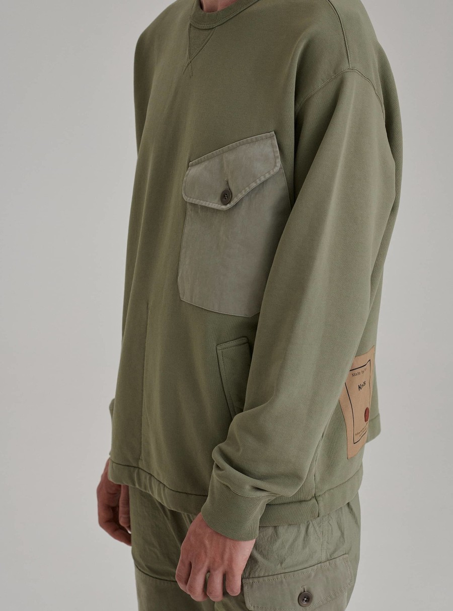 Clothing TEN C | Garment Dyed Sweatshirt Green Sage