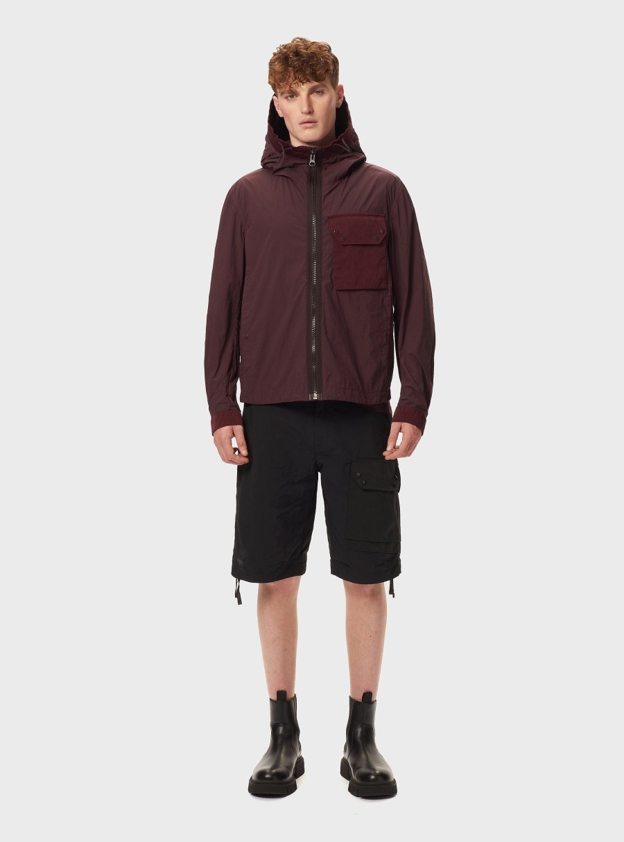 Clothing TEN C | Hodded Zipped Mid Layer Blackberry