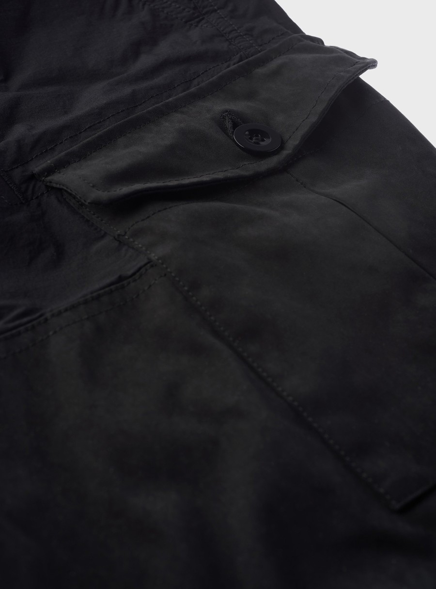 Clothing TEN C | Garment Dyed Nylon Cargo Pants Black