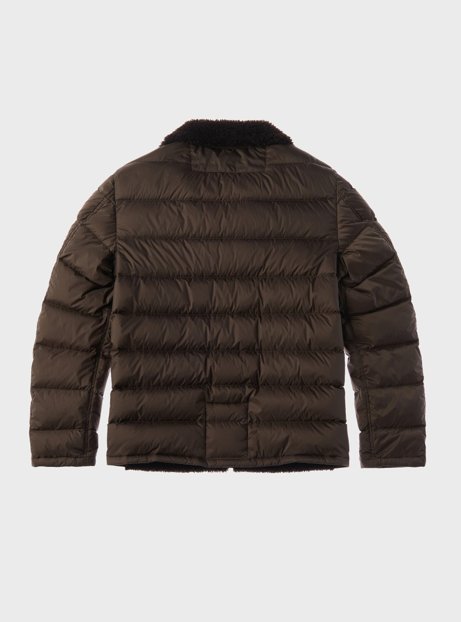 Clothing TEN C | Shearling Nylon Liner Green Lizard